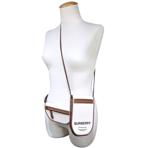 Brandnew Burberry Canvas Smooth Calfskin Olympia Belt Bag Natural - Picture 3 of 8